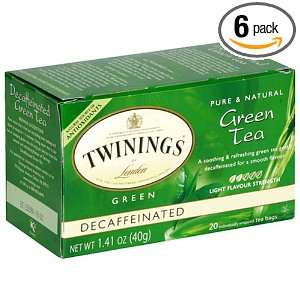 Twinings Green Decaf Tea, Tea Bags, 20 Count Boxes (Pack of 6)  