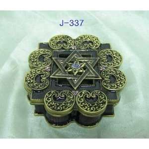  Anti Gold Purple Epoxy Jewish Jewelry Trinket Box 3/4in H 