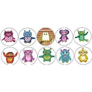   Set of 10 OWL 1.25 MAGNETS ~ Nocturnal Owls Hoot 
