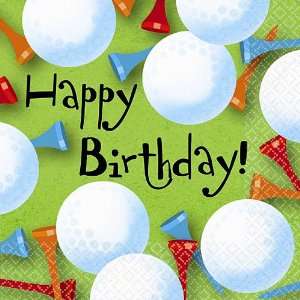  Tee Time Happy Bday Beverage Napkins Package of 16 Toys 