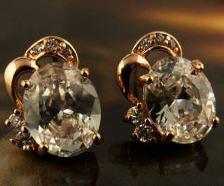 Attractive White Topaz Gems Earrings 14k Rose Gold Filled New Year 