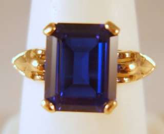 Vintage 10K Yellow Gold 3ct Blue Sapphire Ring 3.6 Grams Size 6.5 No 