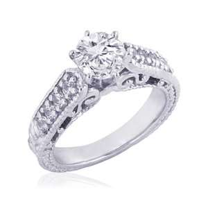  1.25 CT Engagement Ring Round Cut Diamond Antique Style 
