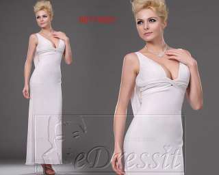 Sale eDressit White V Cut Long Ball Party Dress Prom Gown UK 12 18 