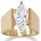   Jewelry Gold Plated Marquise Solitaire Cubic Zirconia Ring   Size 10