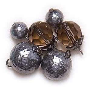   Lost & Found Glass Beads Round Assorted 6PK/Smoke Gray