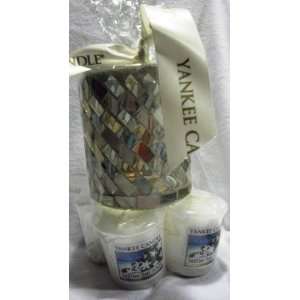  Yankee Candle Crackle Glass Gift Set Votive Holder with 4 