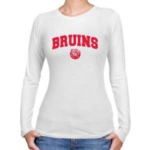 NCAA Belmont Bruins Ladies White Logo Arch Long Sleeve Slim Fit T 