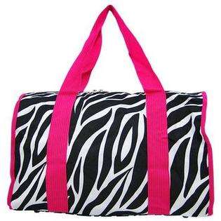 Dony Zebra Stripe Print Duffel Bag 19 ` Hot Pink Trim 