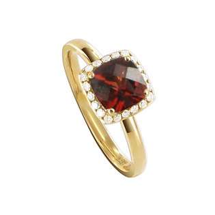 14 KT Yellow Gold 1mm Band 8mm Square Garnet Ring  Gem Avenue Jewelry 