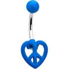 Body Candy Blue Neon Peace Sign Heart Belly Ring