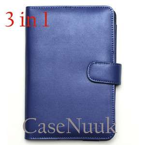   Blue Kindle Fire Leather Folio Case Cover w/scr proector&stylus  