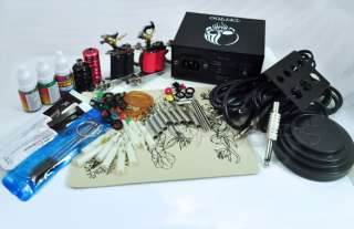 Complete Tattoo Kit 2Gun Machine Power Supply Equipment  