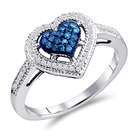   Blue Aqua Diamond Heart Ring 10k White Gold Anniversary (1/4 Carat