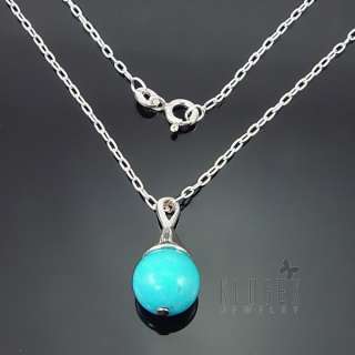 Sterling Silver Necklace w Turquoise Pendant  