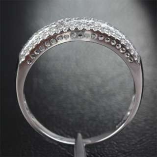 37ct Baguette/Round DIAMOND 14K WHITE GOLD PAVE Mens WEDDING BAND 