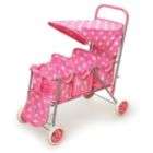Badger Basket Triple Doll Stroller in Pink with White Polka Dots