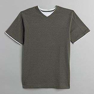 Mens Big & Tall Short Sleeve 2fer V Neck Solid T Shirt  Basic 