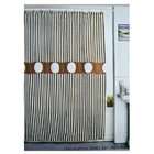 SML Spring Classic Brown and White Stripe Fabric Shower Curtain 