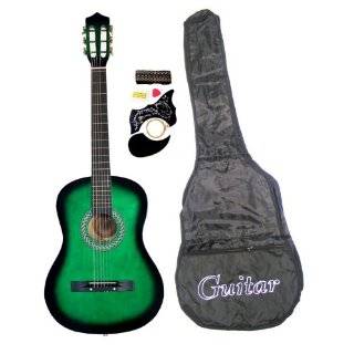 38 Inch Student Beginners GREEN Acoustic Guitar with Carrying Case 