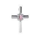   For Me Marquise Cut 14K White Gold Lab Pink Sapphire Cross Pendant
