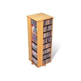 Prepac Oak Finish 4 Sided Spinning Multimedia Storage Tower at  