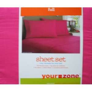 Your Zone 200 thread Count Sheet Set Full Racy Pink 