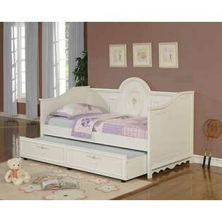 Coaster Warm white finish wood daybed with detailed headboard and pull 