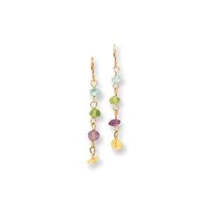  14k Gold Gemstone Bead Wire Earrings Jewelry