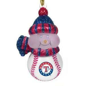  Pack of 4 MLB Texas Rangers LED Lighted Baseball Snowmen 