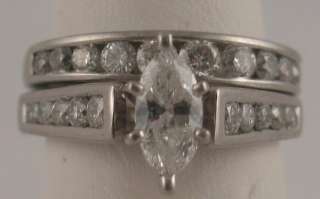 Estate 1.54c Marquise Round Diamond Bridal Set Platinum  