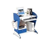   Mobili Lanai 35W MDF Teen Computer Desk with Drawer   Blue & White