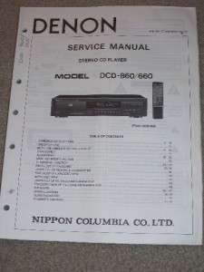 Denon Service/Operation Manual~DCD 860/660 CD Player  