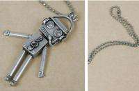 Vintage Active Note Robot Inlay Rhinestone Necklace Gold  