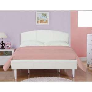  Twin Size Platform Bed in White Leatherette