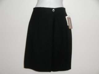 NEW WT JONES NEW YORK PETITE 100% Pure wool Black Lined Skirt Size 