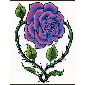  Pink & Blue Rose W/Thorns Temporaray Tattoo Toys & Games
