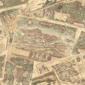   By Color BC1581852 Beige Ancient Maps Wallpaper