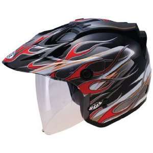  GMAX GM 27 Open Face Motorcycle Helmet   Black   Red 