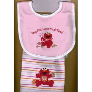   Sesame Street Infant Baby Girl Elmo Pink Bib and Burp Cloth Set Baby