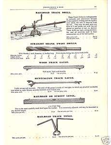 RAILROAD TRACK TOOL DRILL TONG 1900 ANTIQUE CATALOG AD  