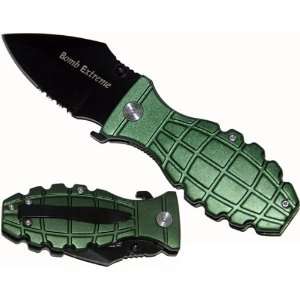  Bomb Extreme Action Assisted Grenade Folding Knife Green 
