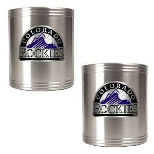 Colorado Rockies MLB 2pc Stainless Steel Can Holder Set  Primary Logo 