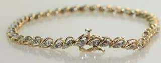 10k yellow gold 7 1/2 diamond tennis bracelet 6.7g vintage estate 
