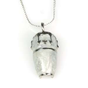  Harmony Jewelry Conga Drum Necklace   Silver and White 