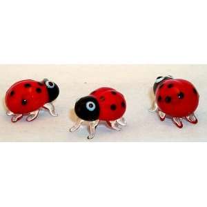 Ladybug MINI sized Art Glass Red Lady Bug figurines 1 color 6 pc. lot