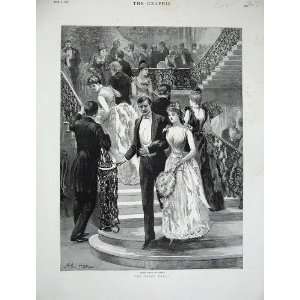  1890 Hopkins Fine Art Man Woman Romance Stairs House