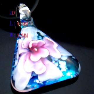  Multi Colors Murano Lampwork Glass Triangle Flower Pendant Necklace 
