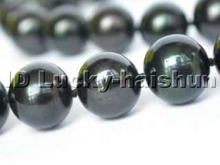 10mm black South Sea Tahitian pearl necklace 14K clasp  