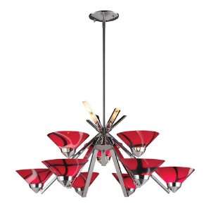  9 LIGHT CHANDELIER IN POLISHED CHROME AND MARS GLASS W31 